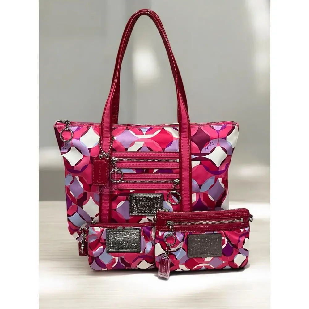 Y2K Coach 14747 Poppy Kaleidoscope Glam Tote/Crossbody/Wristlet Set